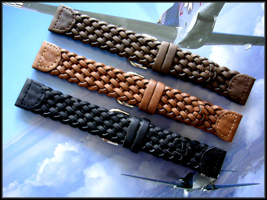 20mm Black Hand Braided Woven Military Pilot watch band strap IW SUISSE 12-14-19