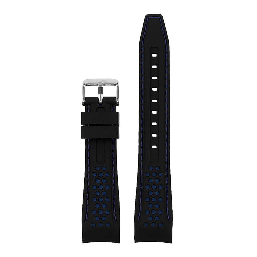 StrapsCo Rubber Perforated Rally Watch Band Strap Curved Ends 20mm 22mm 24mm