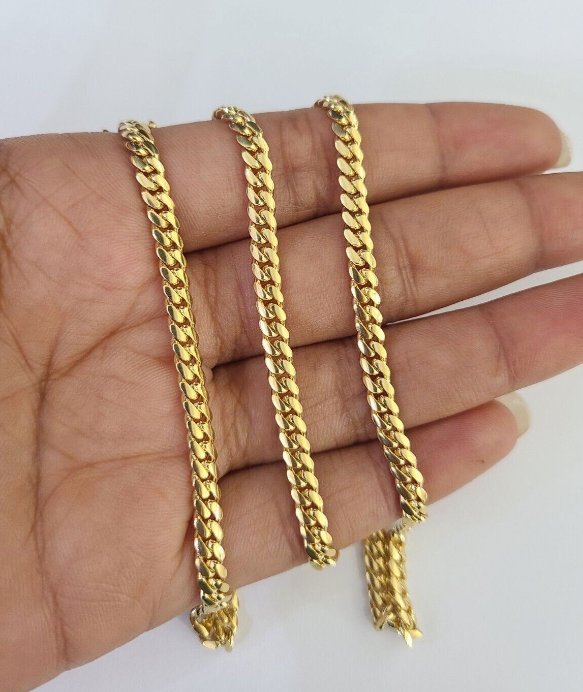 18k Solid Miami Cuban Necklace Chain Yellow Gold 4mm 26″ Inch Genuine Real