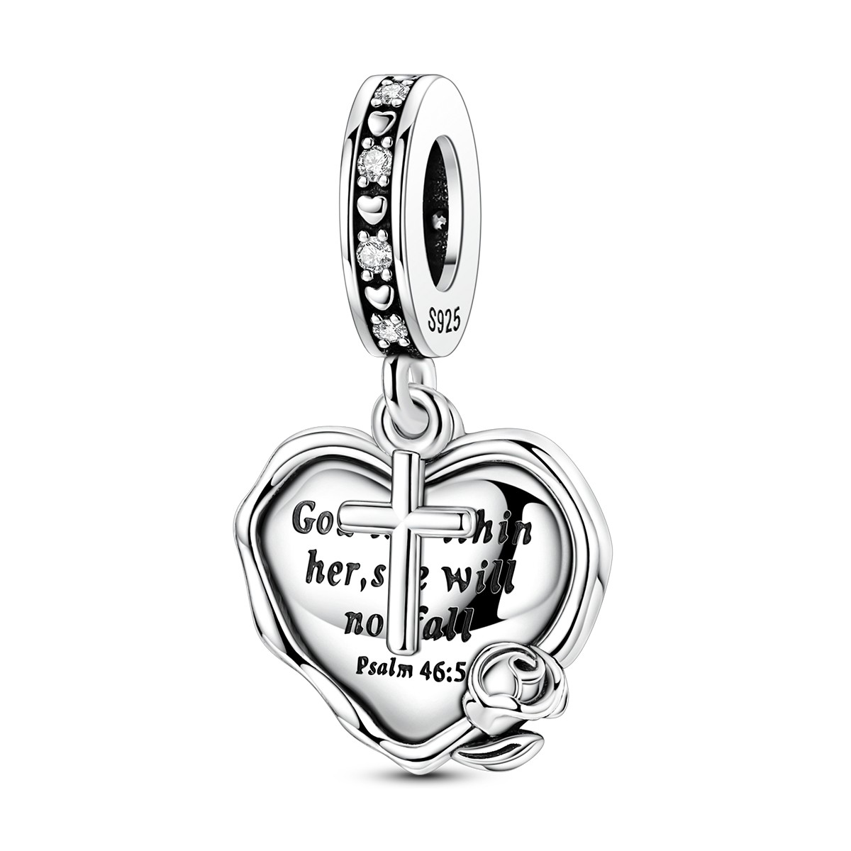 MULA 925 Sterling Silver DIY Charm AAA CZ Bible Heart Pendant for Women Bracelet