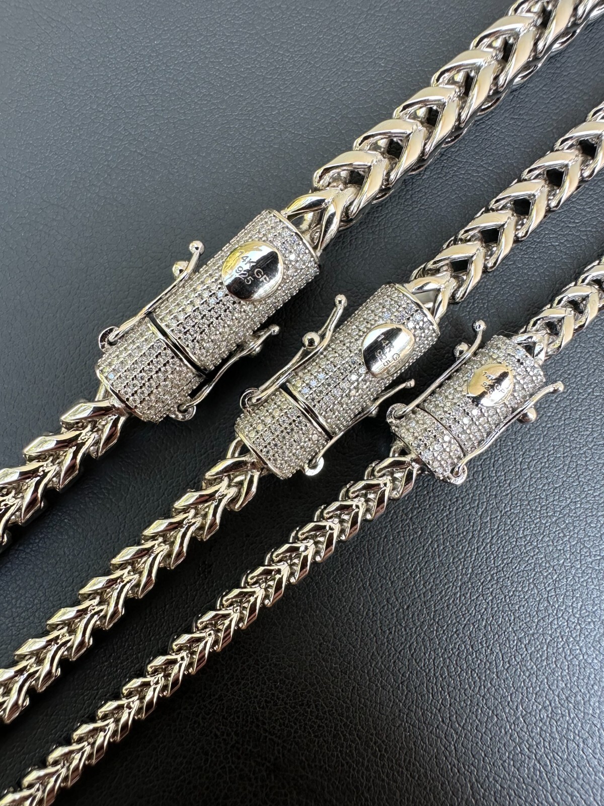 Iced MOISSANITE Clasp 925 Silver Stainless Steel Franco Chain Necklace Bracelet