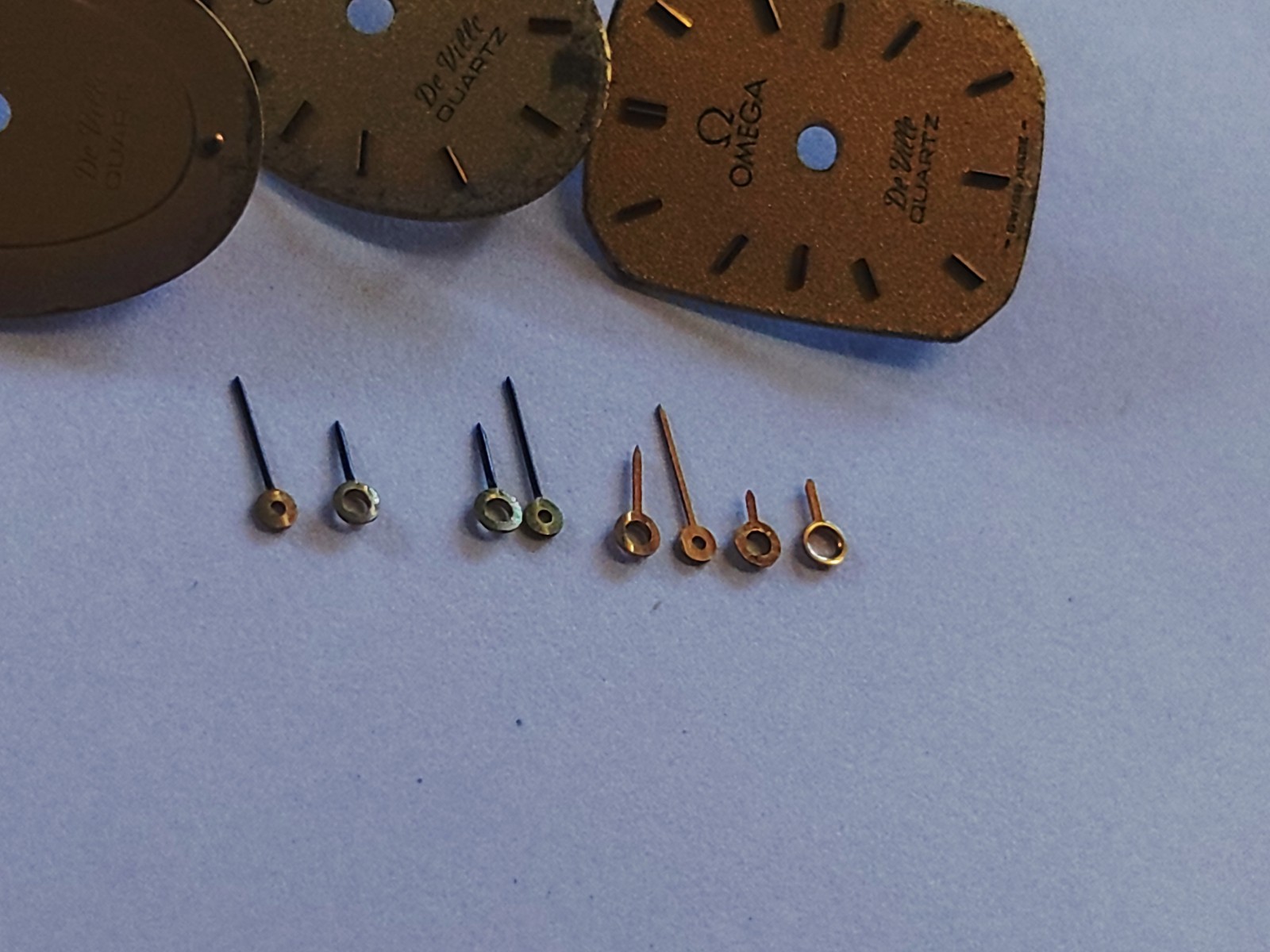 Omega 1350 DeVille Dials #2342 X 2, #2340. 3 Handsets & 2 Hour Hands. For Parts.