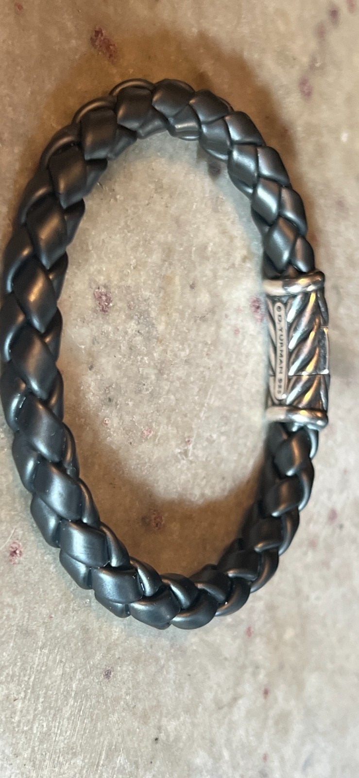 David Yurman 925 Dark Gray Chevron 8mm Rubber Bracelet 8.5″ (for a 7.5″wrist)