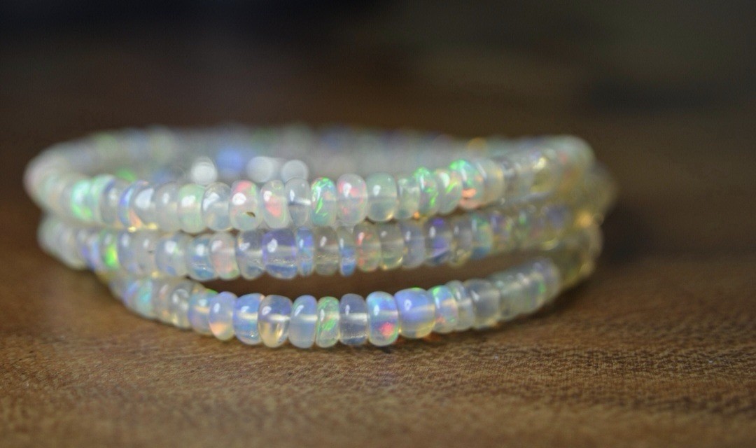 Natural Ethiopian Opal Beads Necklace 3-5MM Fire opal Beaded Gemstone Necklace
