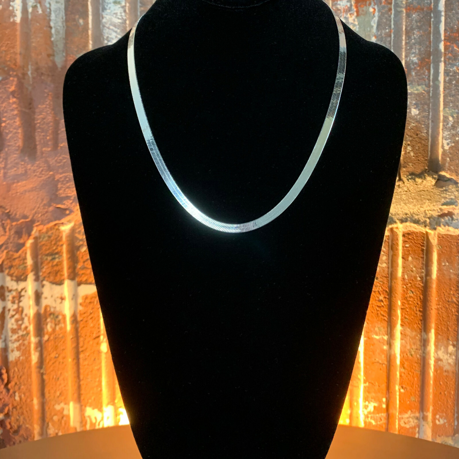 Real Solid 925 Sterling Silver Herringbone Chain Necklace Made in Italy