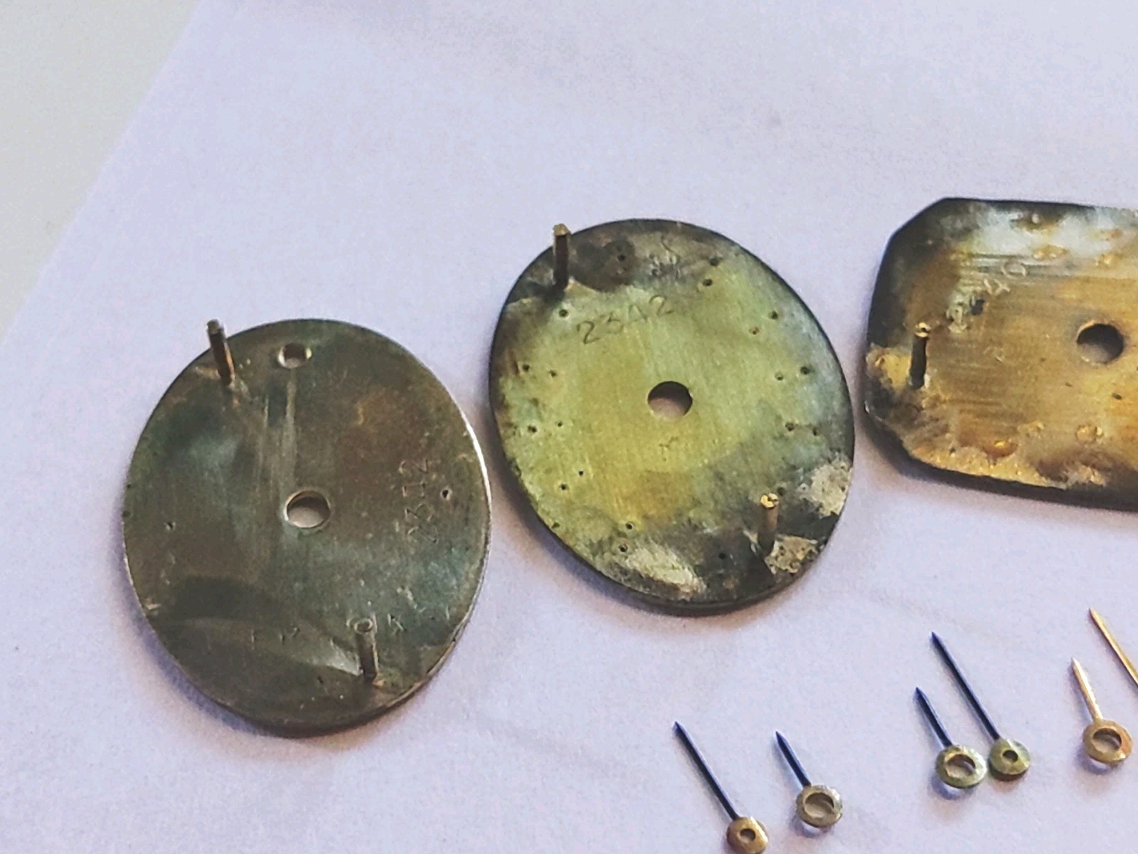 Omega 1350 DeVille Dials #2342 X 2, #2340. 3 Handsets & 2 Hour Hands. For Parts.