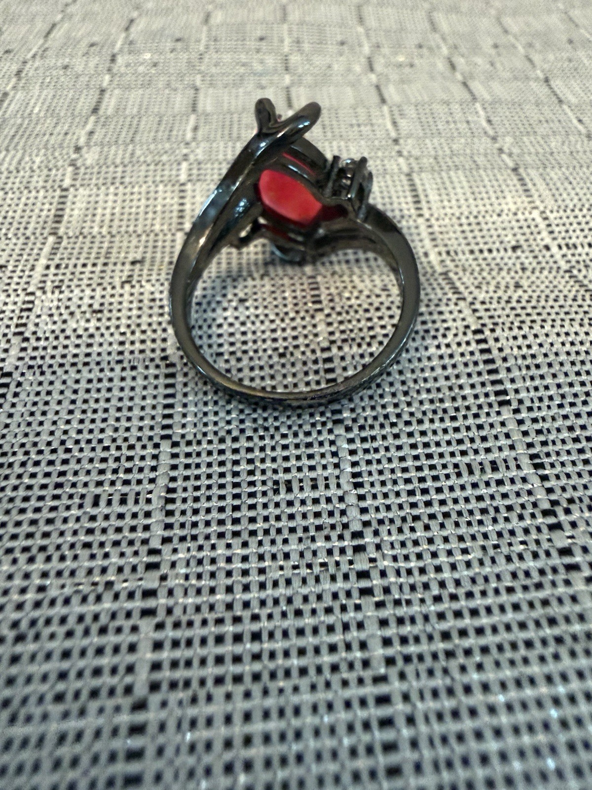 Solid 10k Black Gold Pink Opal Gothic Ring