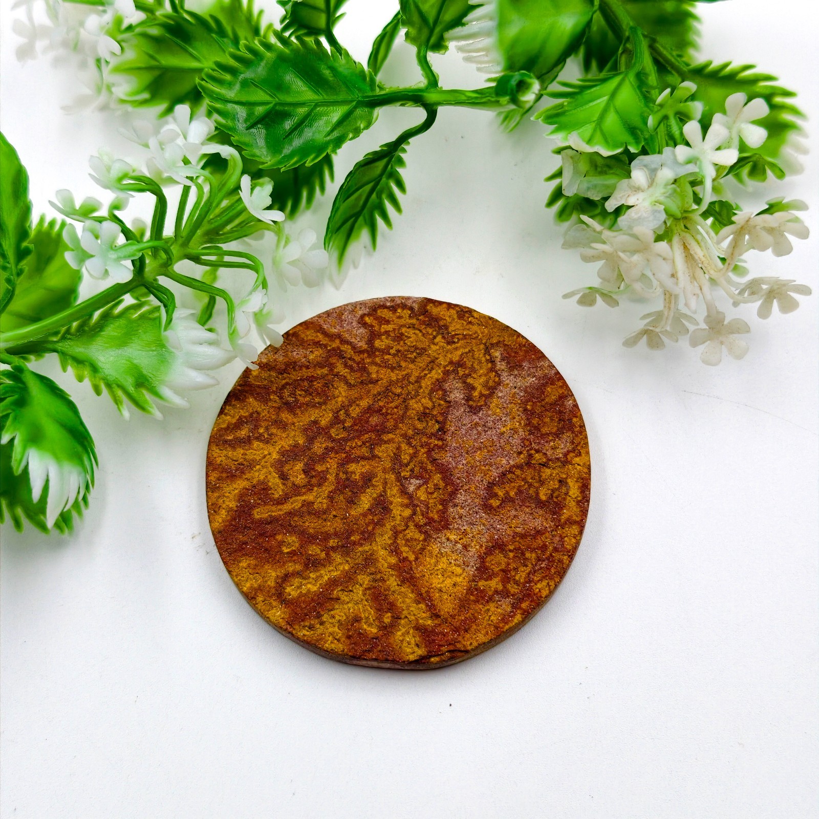 Smooth Psilomelane Dendrite Cabochon 56x56mm Round Gemstone Wire Wrap Jewelry