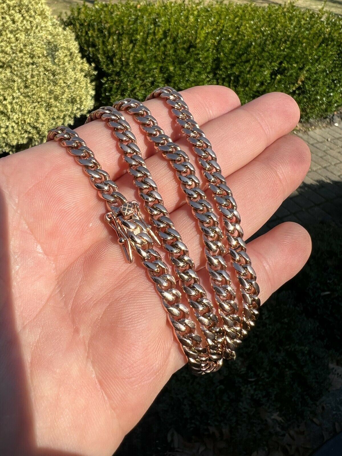 Miami Cuban Link Chain Necklace / Bracelet Rose Gold Plated Stainless Box Lock