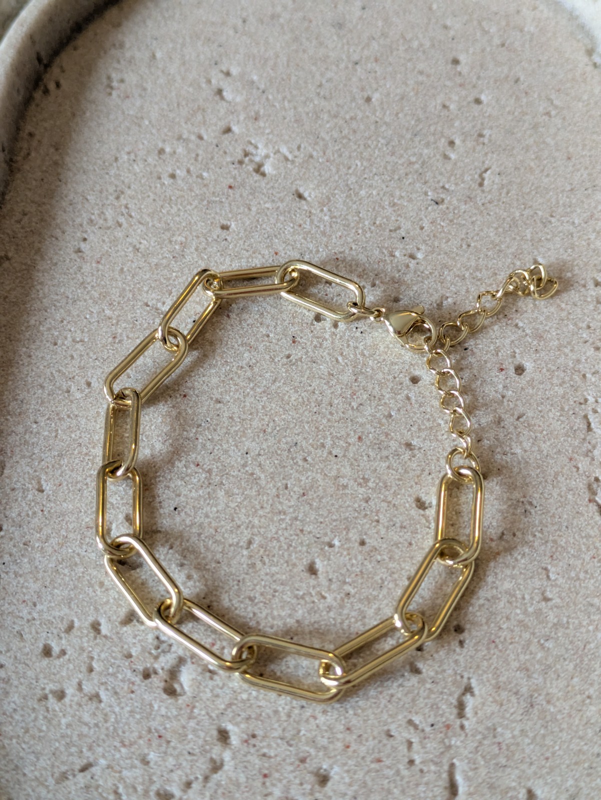 Gold Tone Link Chain Bracelet Minimalist Paperclip Everyday Wear Layering
