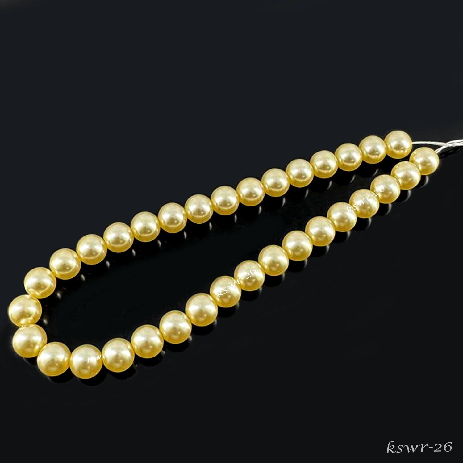 Natural “Philippines” South Sea Pearl 4.00 MM Round Gold Loose Strand 15″