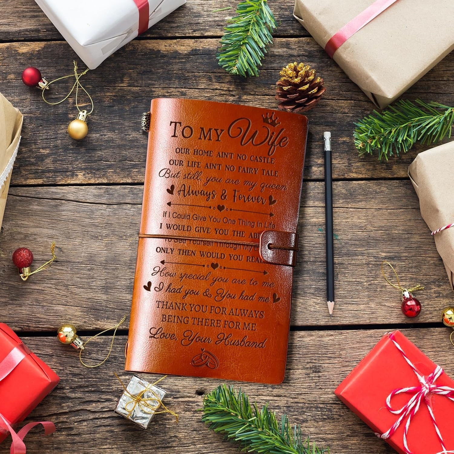 Gifts for Wife, Wife Gifts Leather Journal, Anniversary Birthday Mothers Day Chr