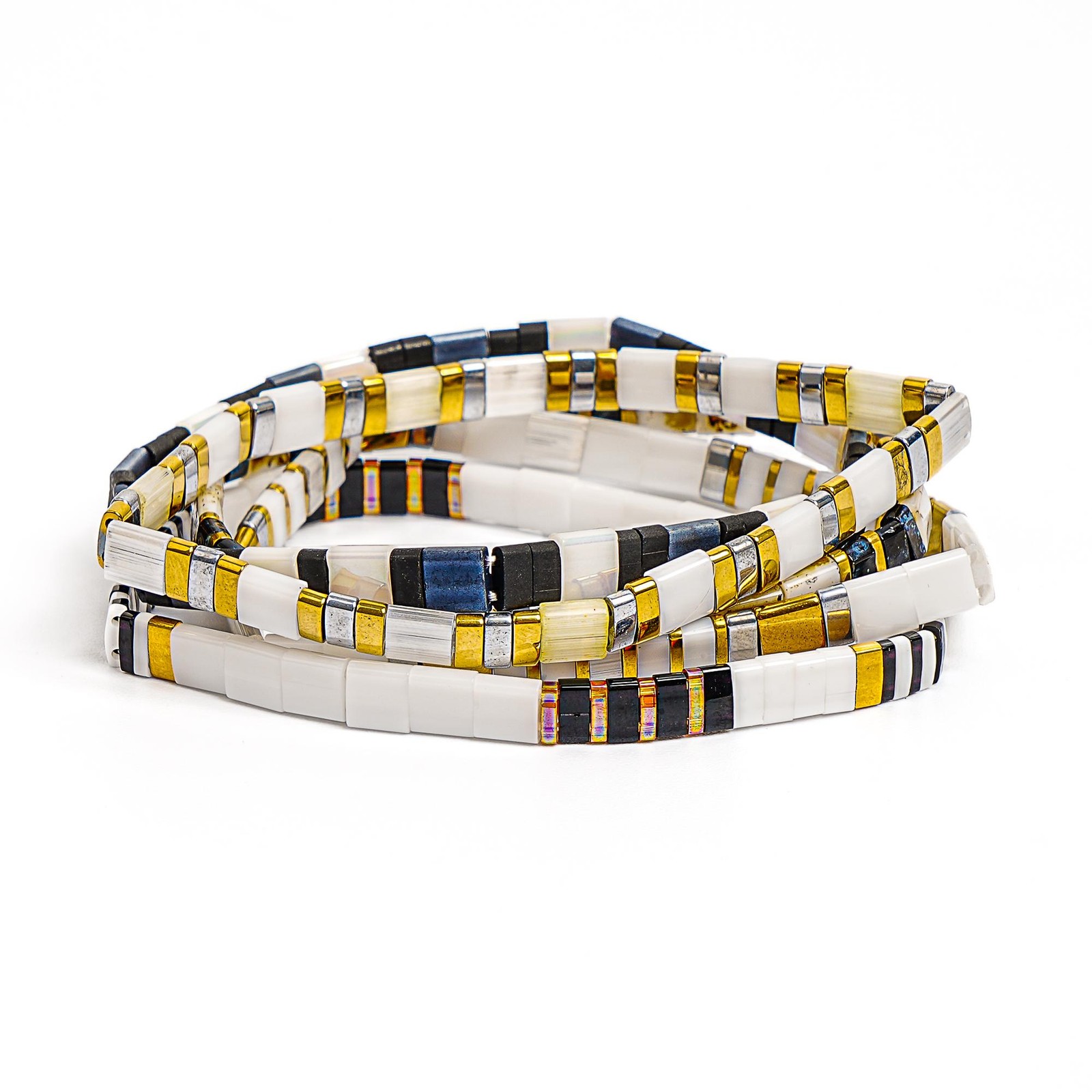 Tile Tila Bracelet,Stackable Boho Glass Bead Bracelets,Summer Jewelry-DESERT