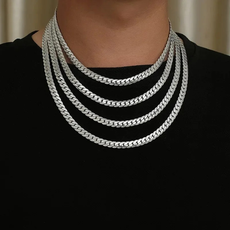 925 Sterling Silver Necklace for Men Women 16/18/20/22/24 Inches Classic 6MM