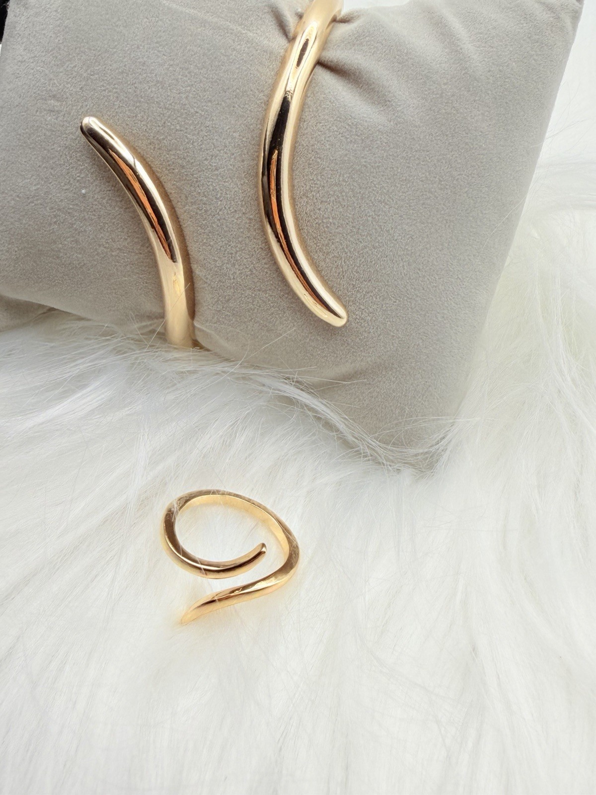 Gold Tone Metal Asymmetrical Cuff Earrings for Auricle