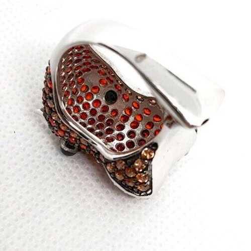 Ring 925 STERLING SILVER orange sapphire simulated hippo wide animal CZ Size 8