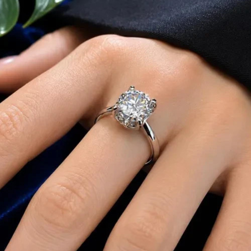5Ct Round-Cut EF/VS1 Lab Grown Diamond Bezel Engagement Ring PT950 Platinum Gold
