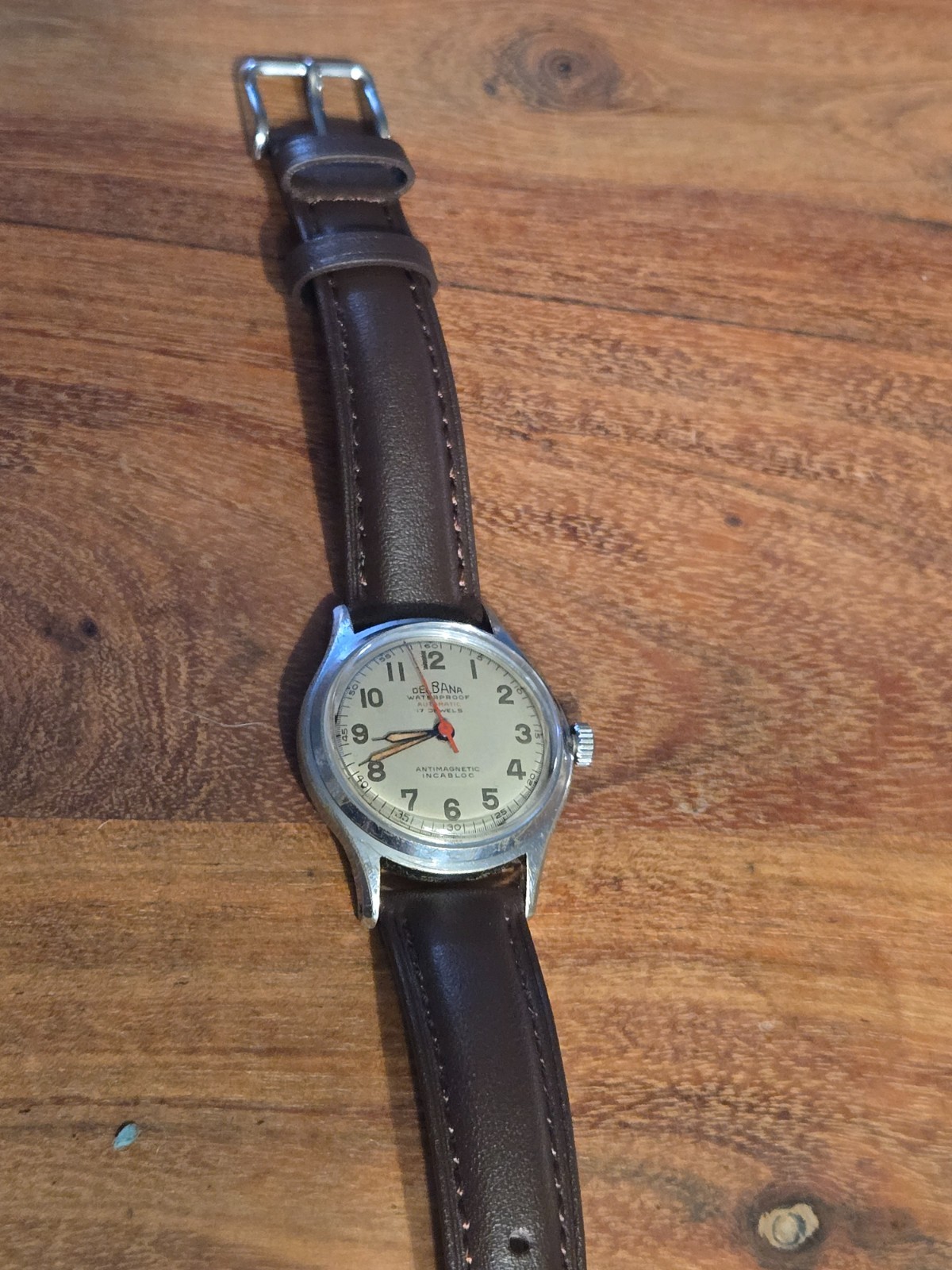 Vintage Delbana – SERVICED – Automatic 17J Bidynator Swiss Watch, New crystal
