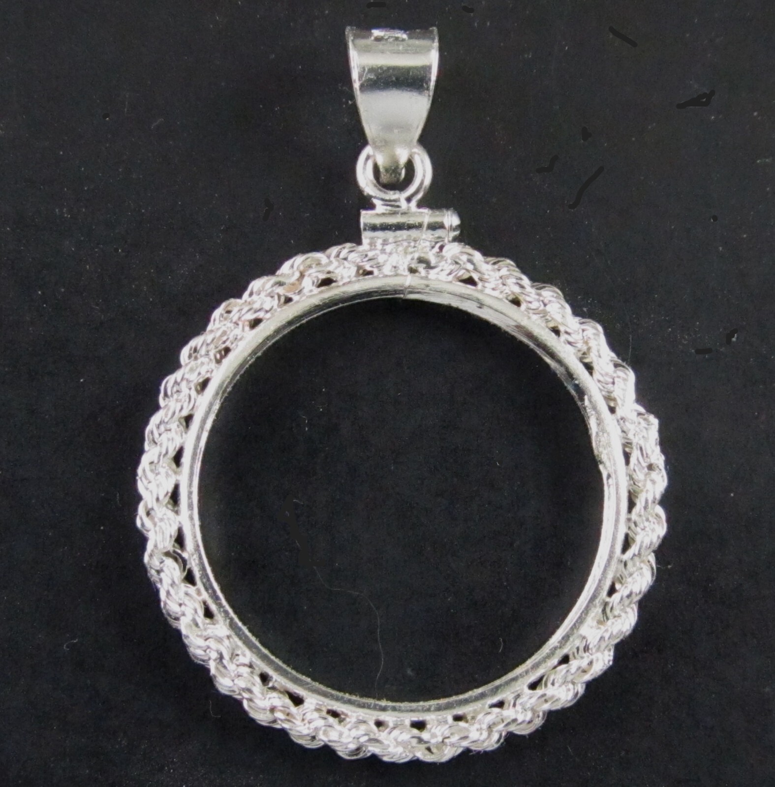 Coin Frame U. S. Half Dollar Rope Sterling Silver Bezel Soldered Bail NEW