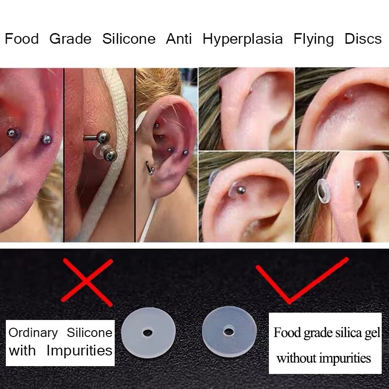 Silicone Piercing Discs Flexible Anti Hyperplasia Saucer for Ear Lip Ring Nose