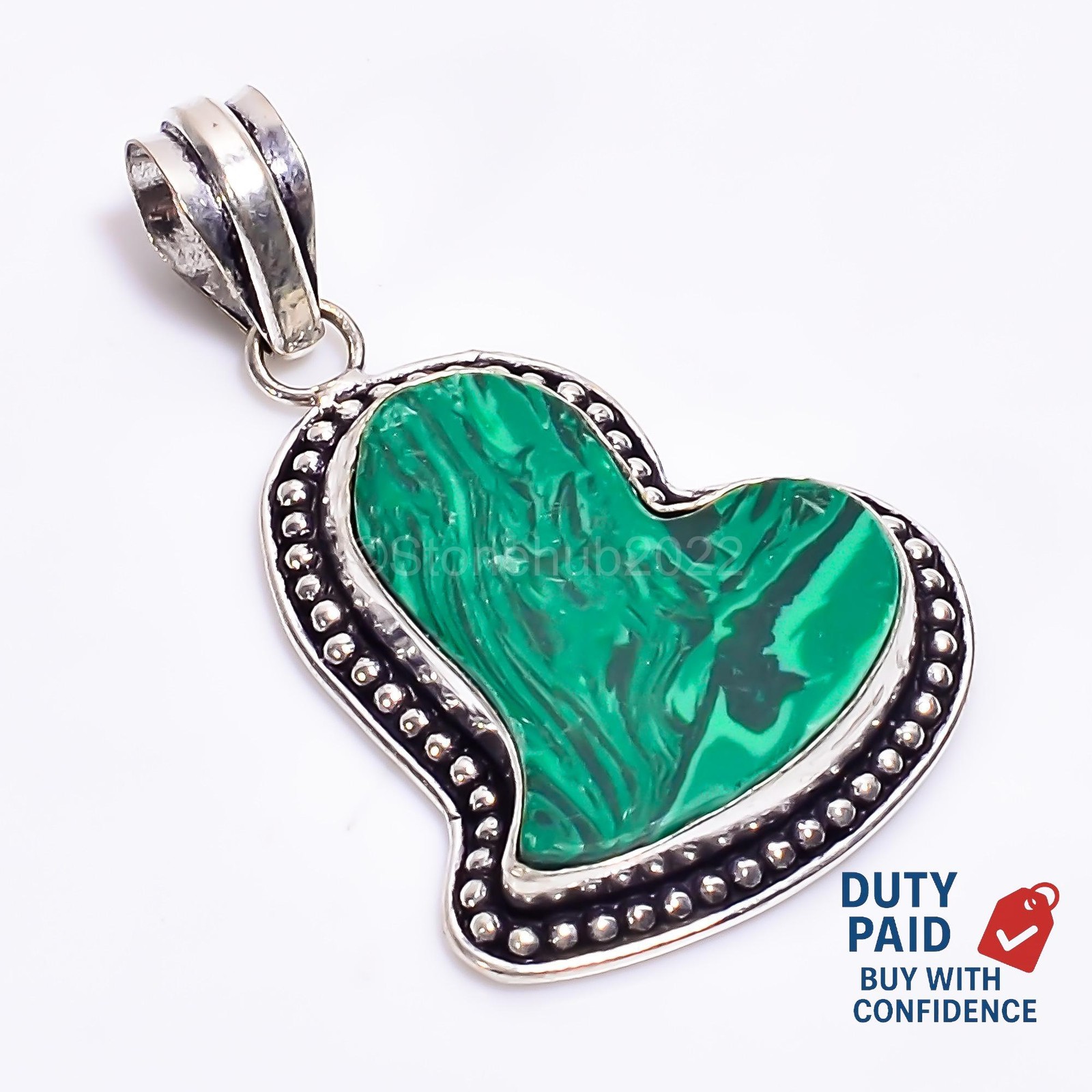 Malachite 925 Sterling Silver Channel Set Wife Heart Chakra New Pendant Jewelry