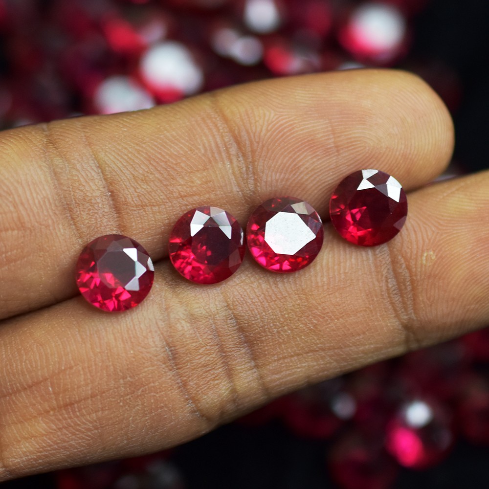 18 Pcs Natural Red Ruby Round Cut 5×5 mm Lot Burmese Certified Loose Gemstone