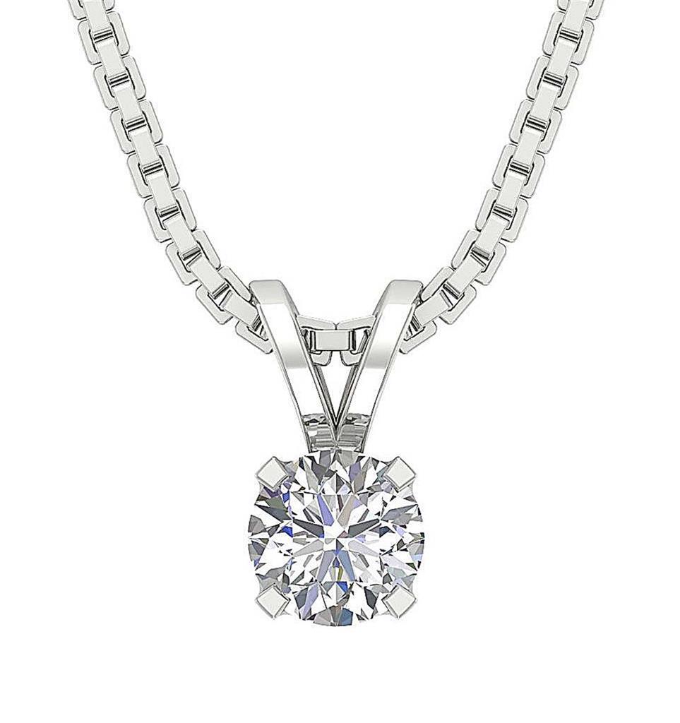 Solitaire Pendant VS1 F 0.25 Carat Lab Grown Round Diamond 14K Gold U Prong Set