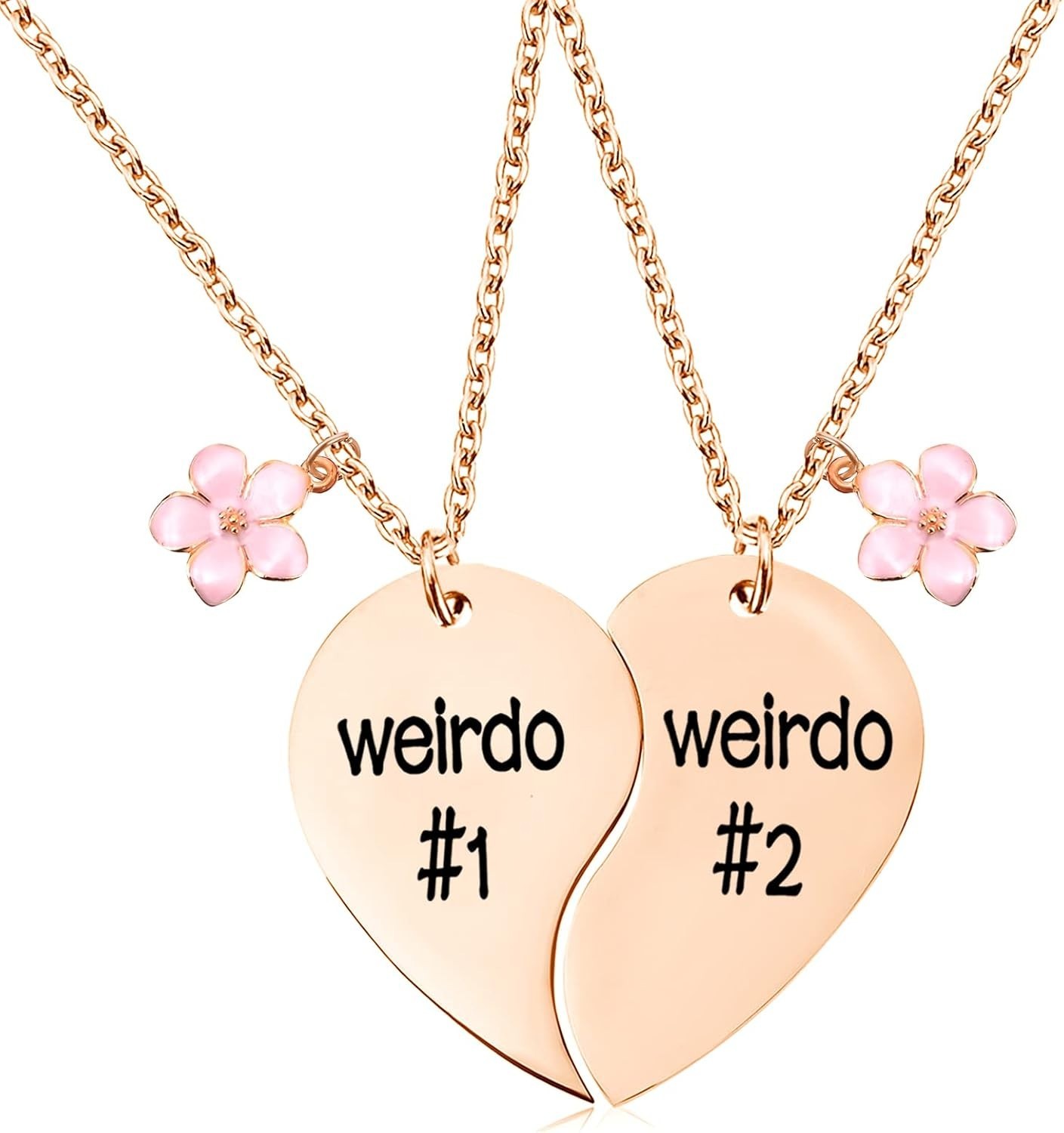 LoveForever Rose Gold Split Heart Friendship Necklace Set