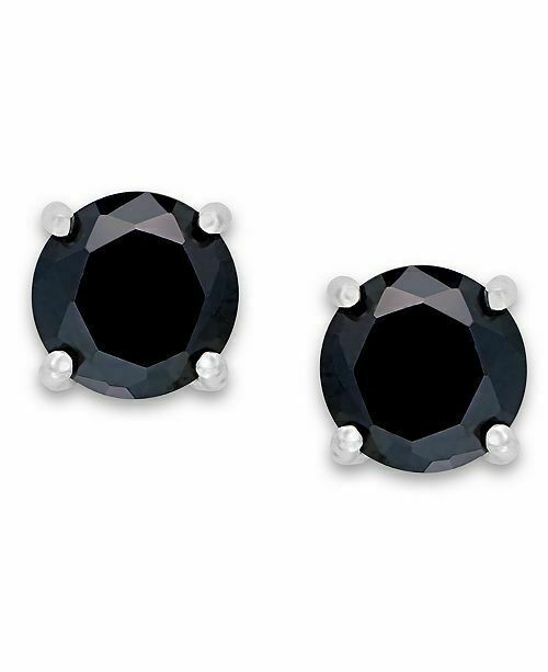 1/4 ct. Black Onyx Round Stud Earrings in Solid Sterling Silver AAA+++