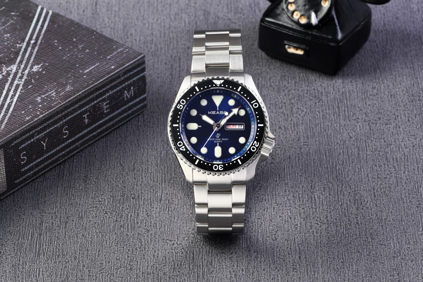 KEASO Miyota 2105 Quartz Movement Day Date Diver Watch 42.5mm C3 316L KE02