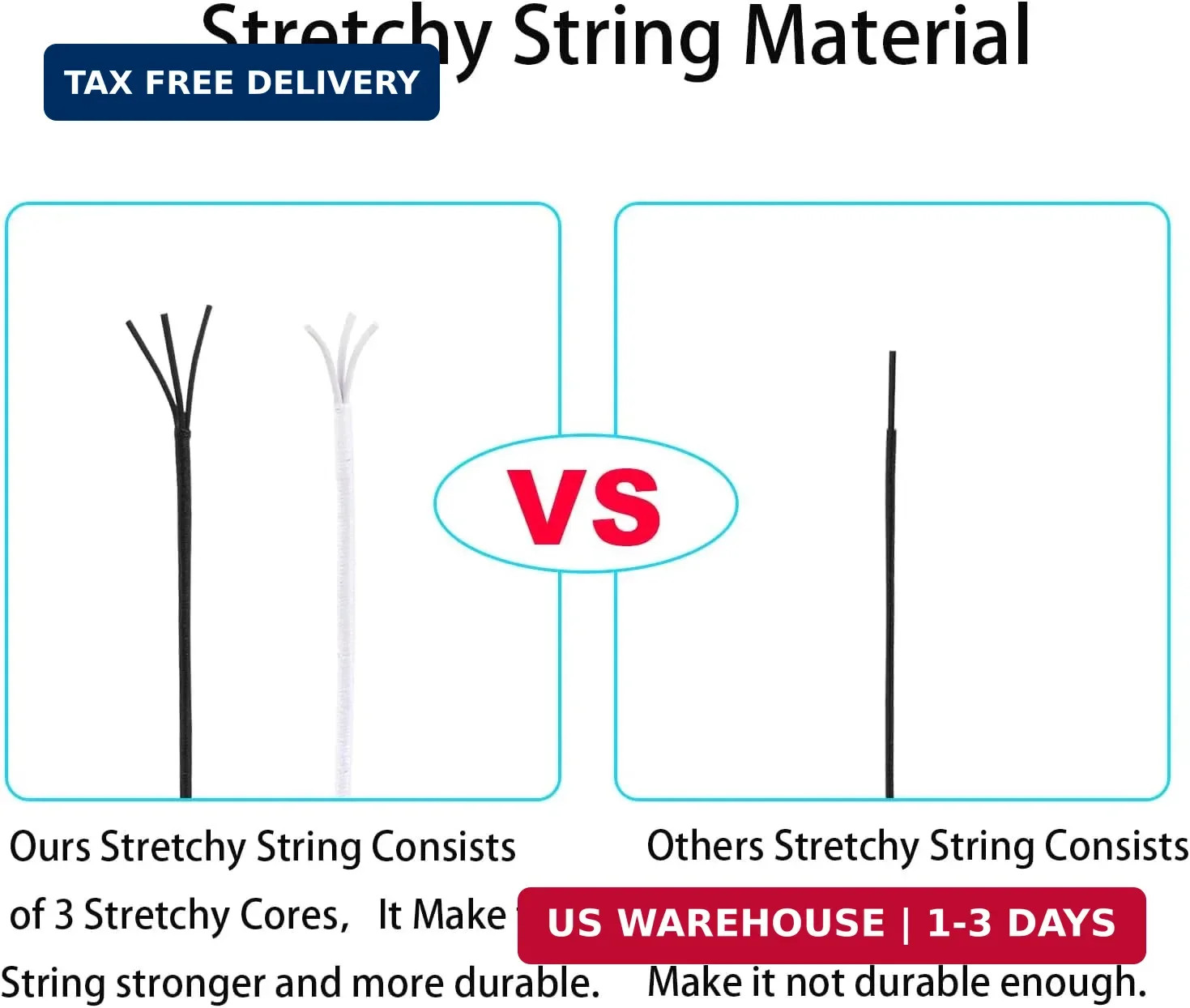 Stretchy String for Bracelets, 3 Rolls 1 mm 495 Feet Sturdy Elastic String Cord