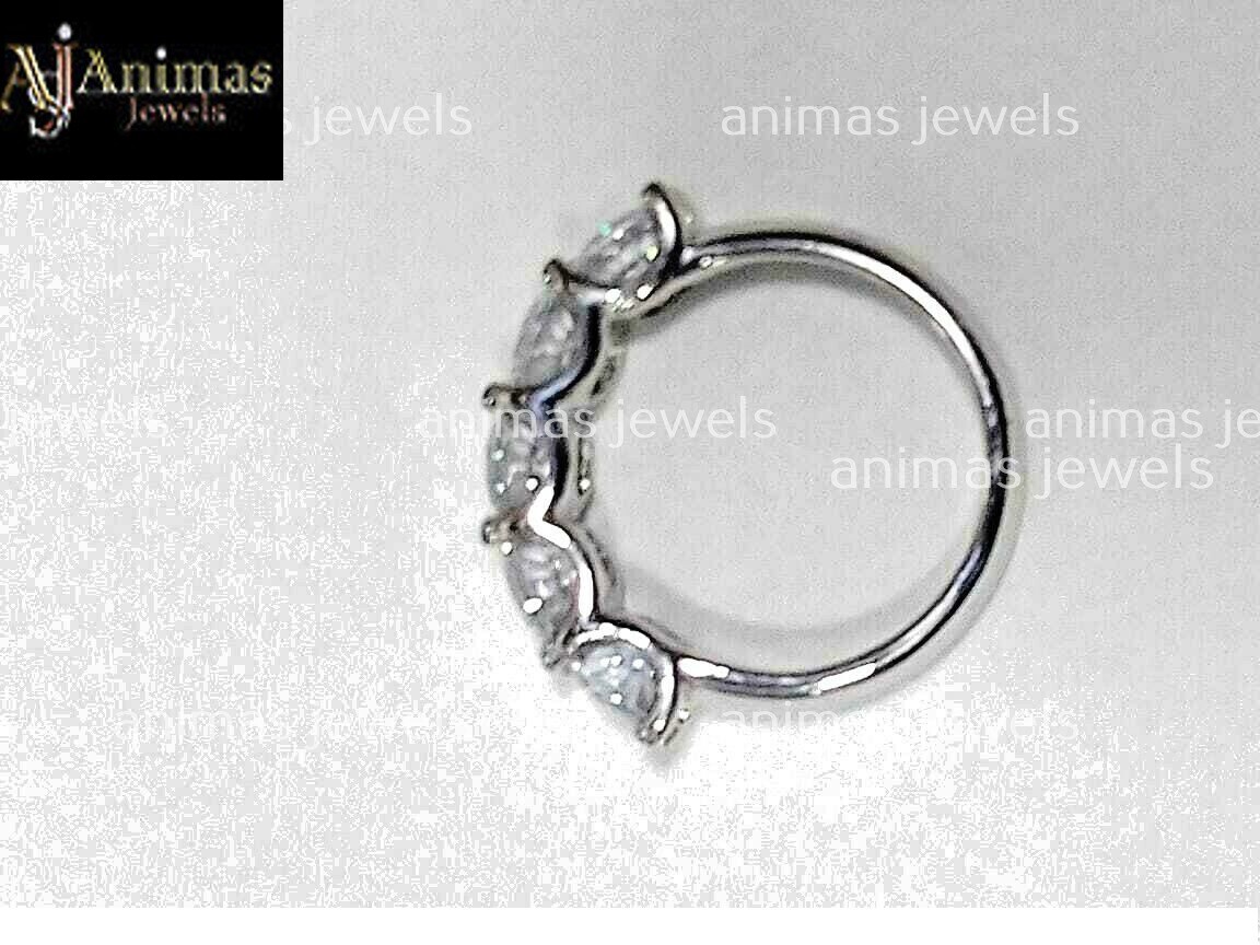 3CT Moissanite 5-Stone Anniversary Ring Wedding Band Real Sterling Silver Size 6