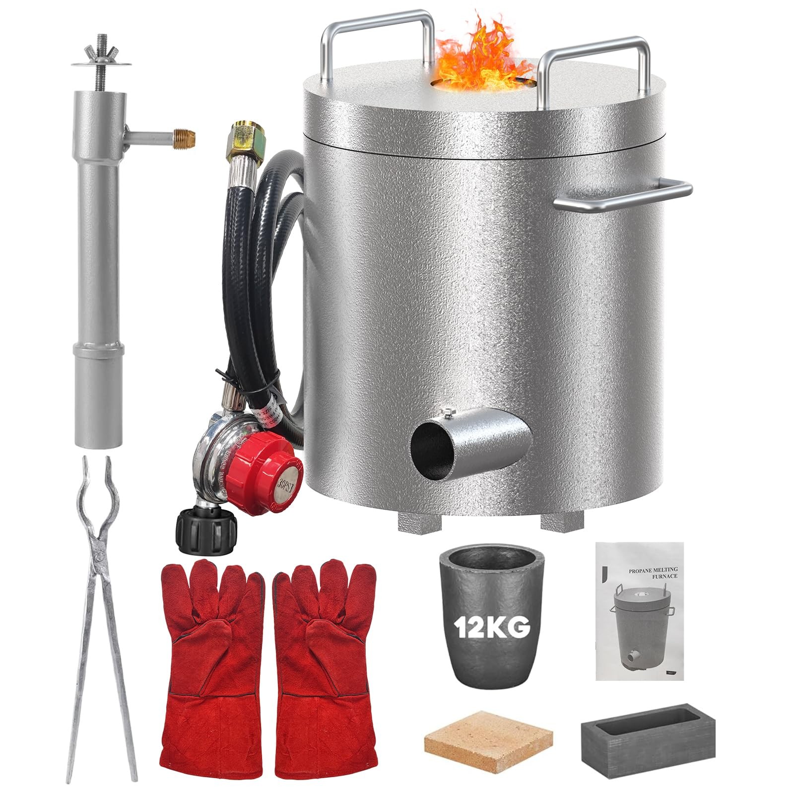 12KG Propane Melting Furnace Kit 2700°F Foundry Smelting for Metal Scrap Recycle