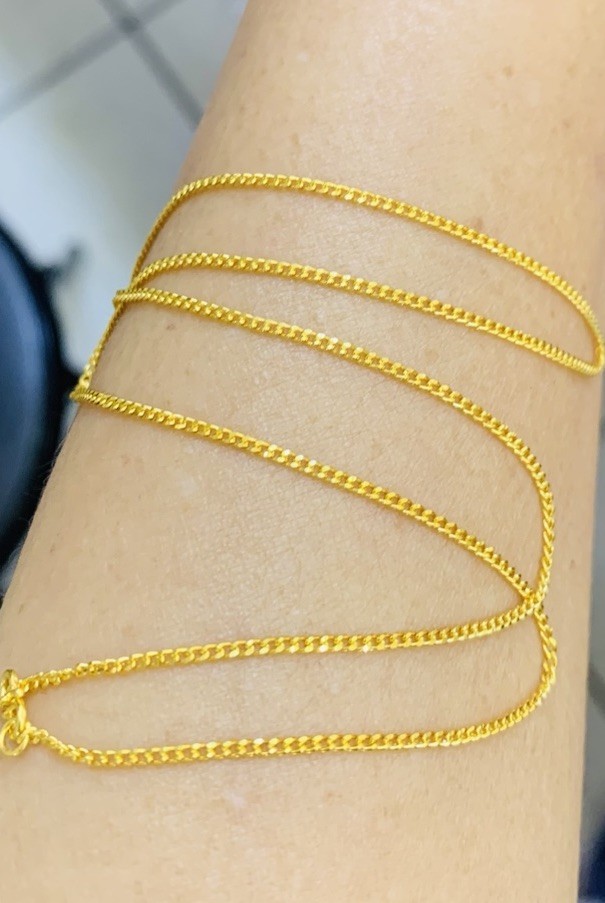 24K Solid Yellow Gold Miami Link Chain Necklace 3.78GM17Inches(.07×1.3mm