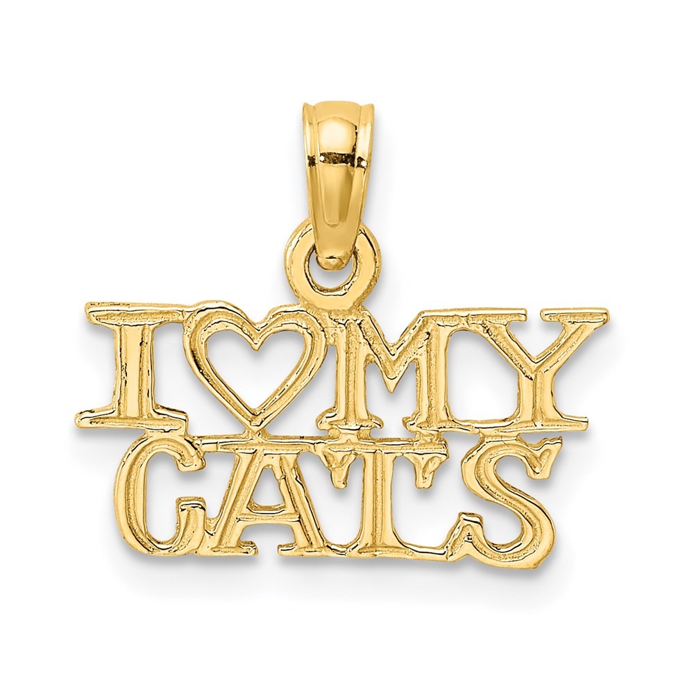 14k Yellow Gold I HEART MY CATS Charm Pendant 0.55g Gift for Mother