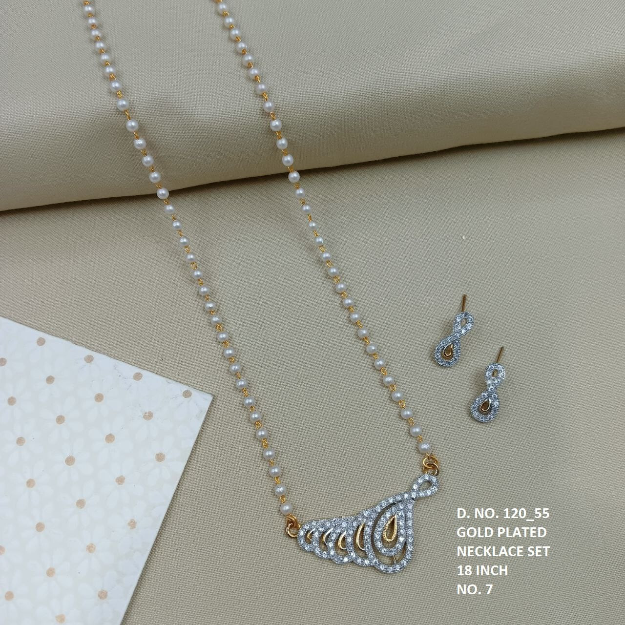Gold-Plated Teardrop Infinity American Diamond Necklace & Earing Set – 18 Inch