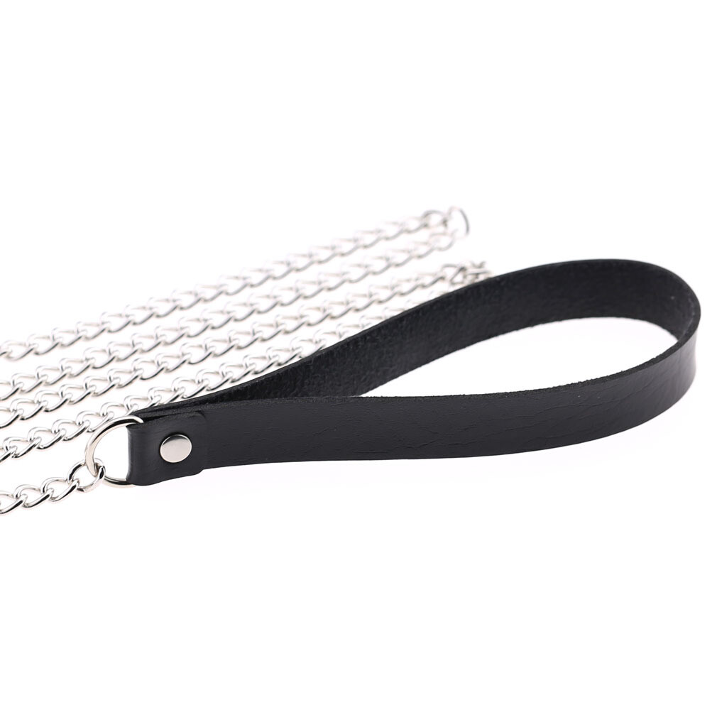 Leather Choker Collar with Chain Leash Set Cosplay Necklace Gothic Punk O-ring