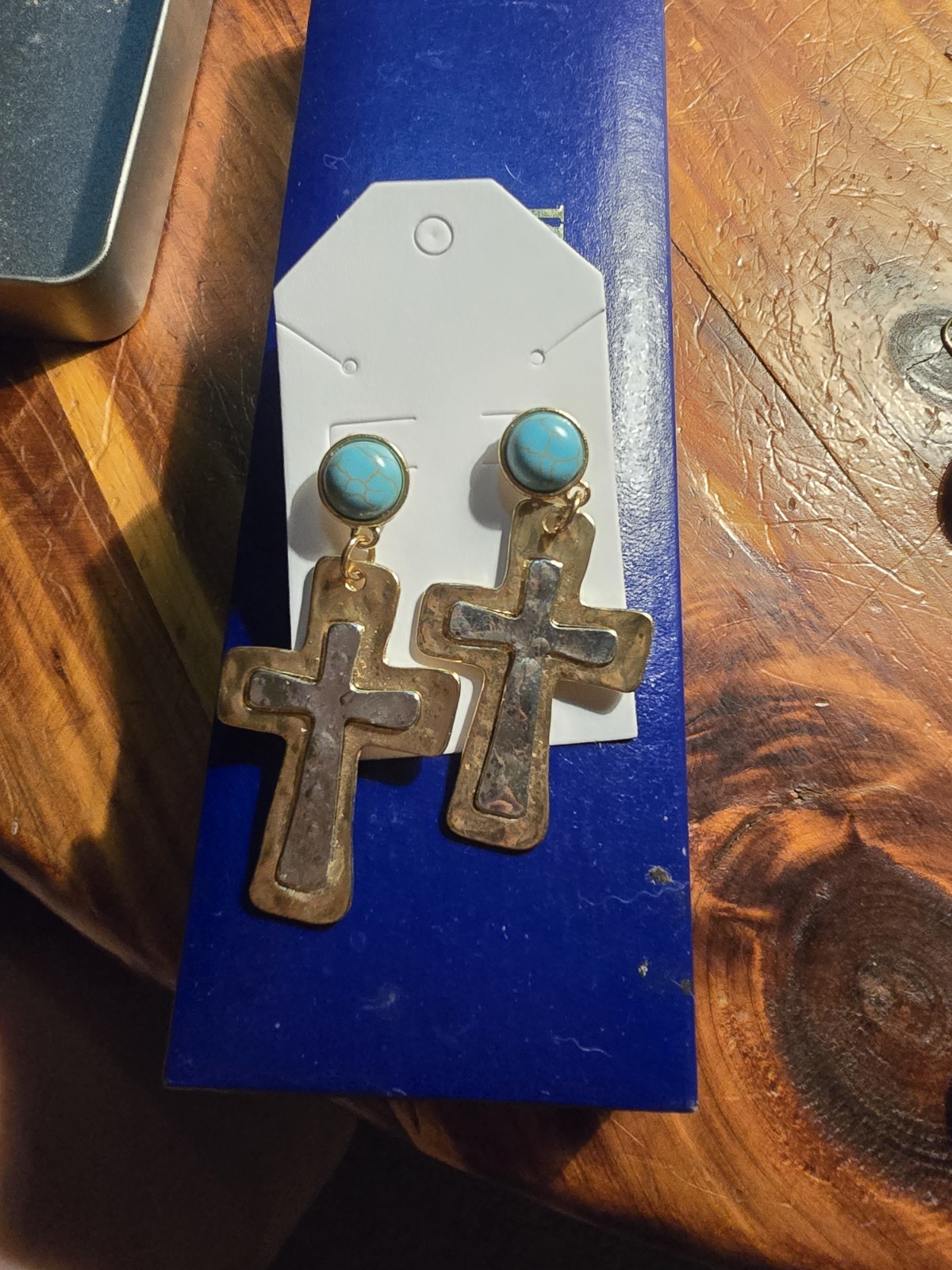 Mixed Lot Dangle/Drop Hook Earrings, Beaded Wood & Metal, Multicolor Cross
