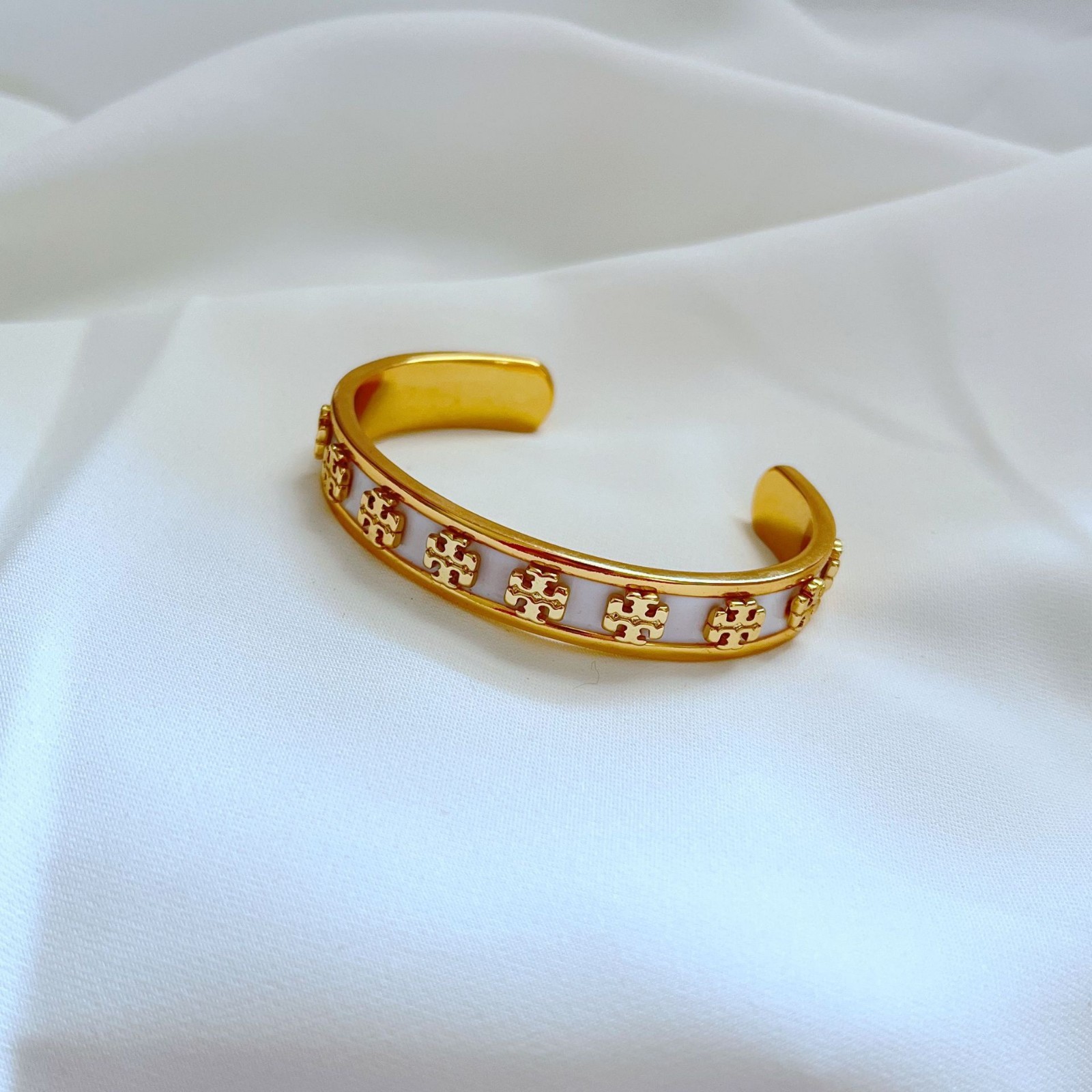 New Tory small logo white bangle with Jewelry Pouch adjustable Bracelet