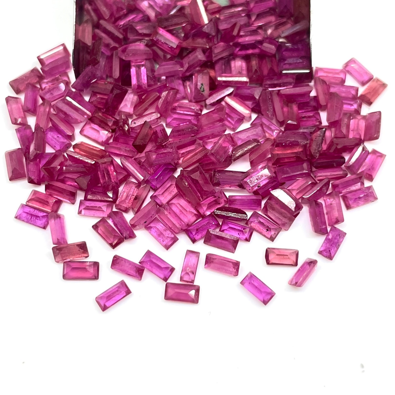 10 Pcs Natural Mozambique Ruby 4x2mm Baguette Cut Pinkish Red Loose Gemstone Lot