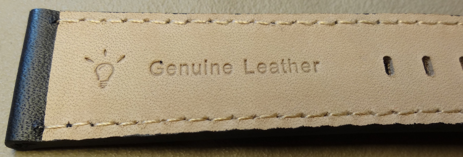 Genuine Leather Black Padded 22mm Smartwatch Watch Band Stainless Steel Buckle