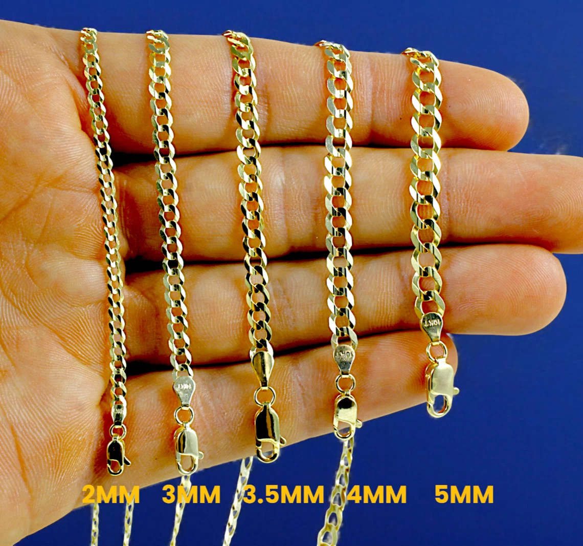 10K Yellow Gold SOLID Curb Cuban Necklace Chain Link Real Gold 2mm-9mm 16″-30″