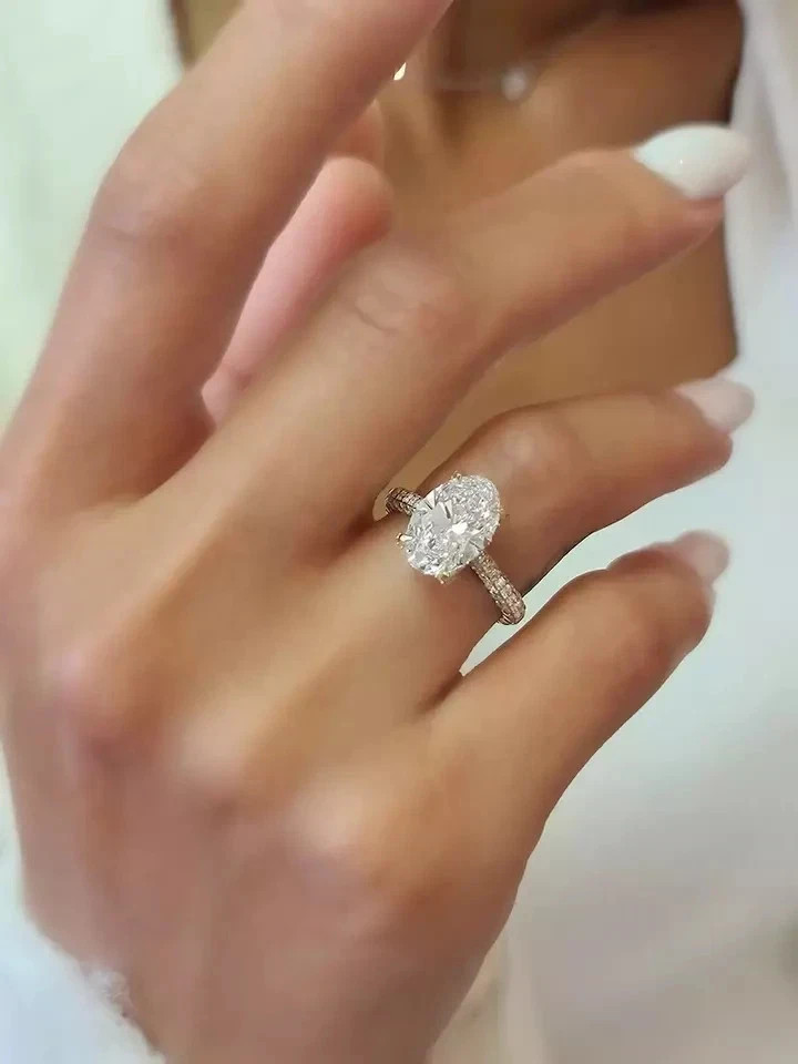 IGI Certified Diamond Ring Lab Grown 2.70 Ct Oval Cut 14k Yellow Gold VVS E F