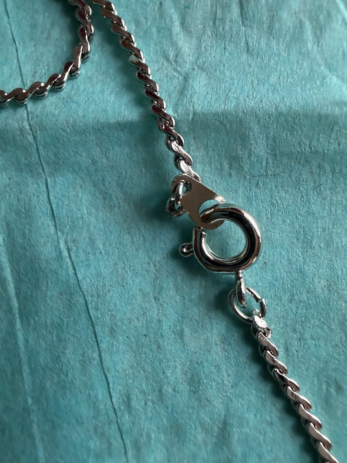Vintage Silver Toned Iridescent Palm Tree Engraved Necklace