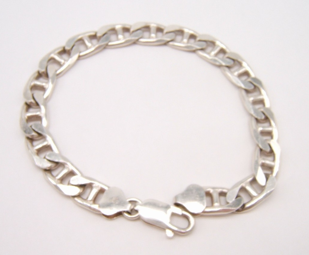 VTG STERLING SILVER MARINER CHAIN BRACELET 8 1/4” LONG ITALY