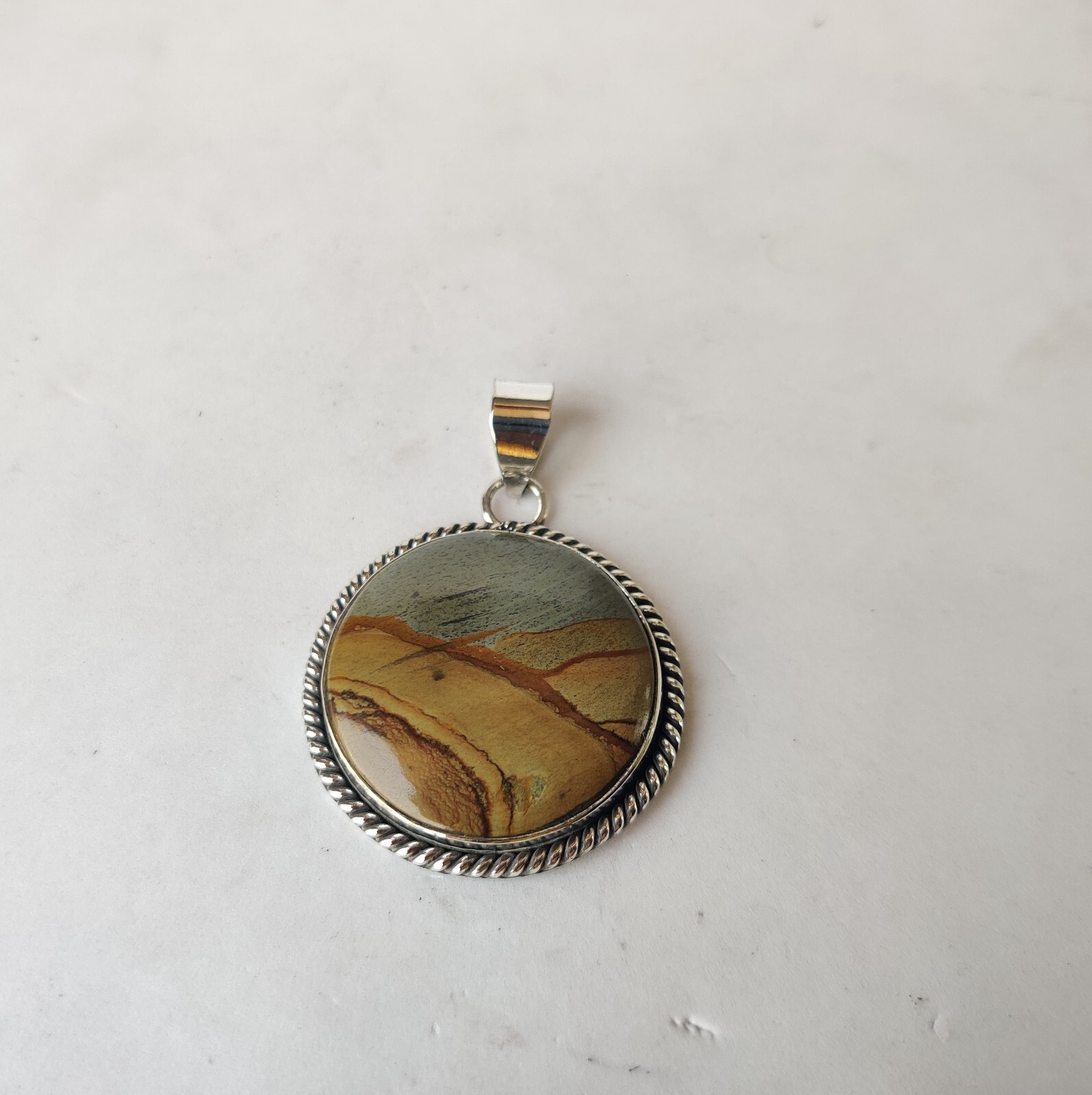 Nice Picture Jasper Gemstone Pendant 925 Sterling Silver Free Shipping Pendant