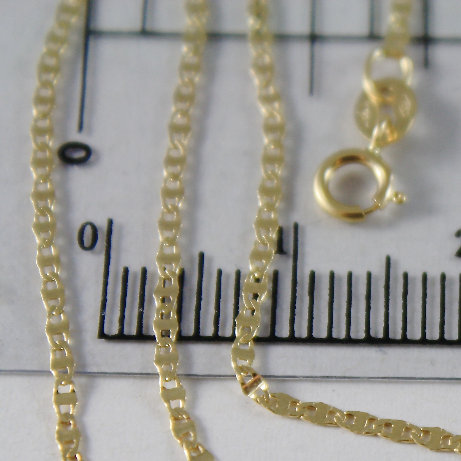 18K YELLOW GOLD CHAIN MINI OVAL FLAT LINK 1 MM WIDTH 19.70 INCHES MADE IN ITALY