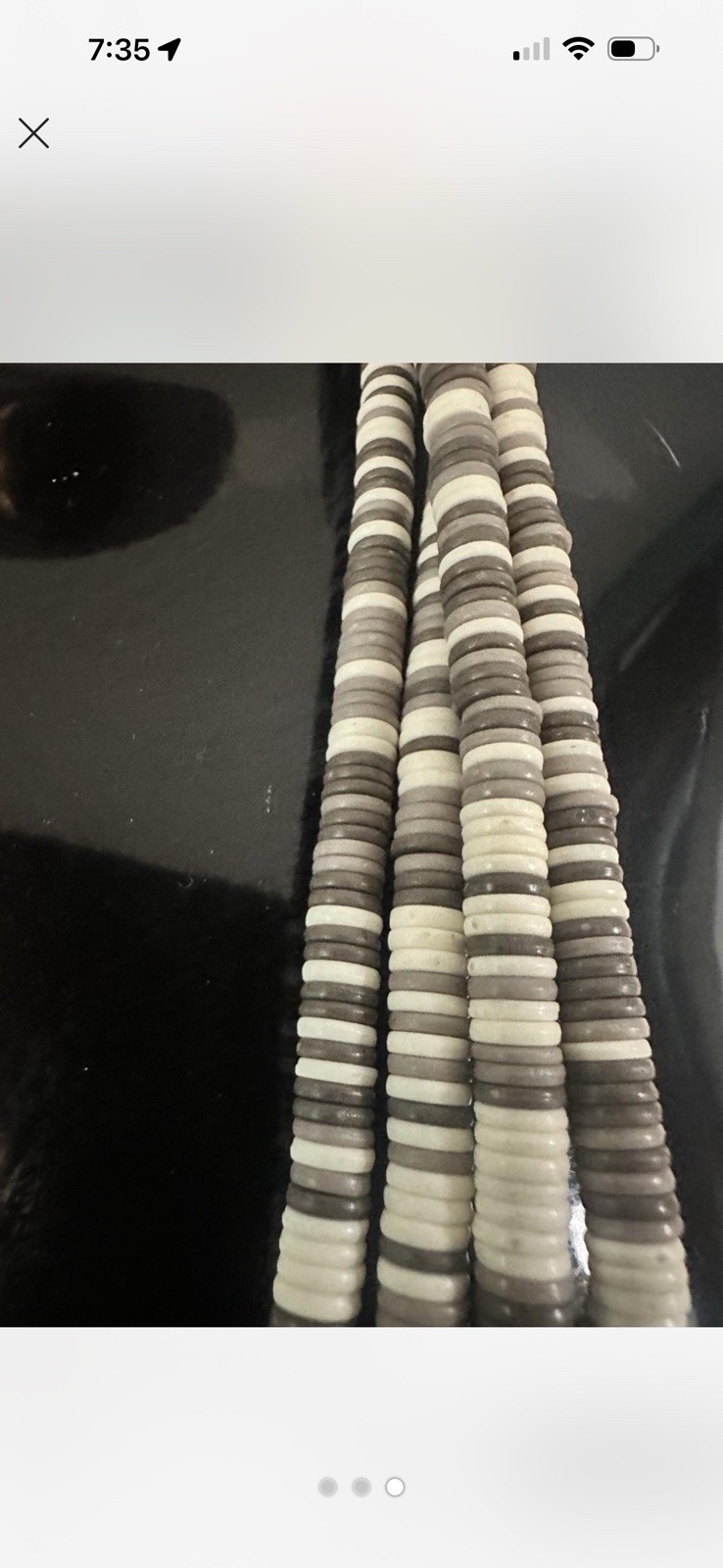 Vintage Multi Strand Gray Ivory Heishi Bead Necklace Boho Tribal Asymmetrical