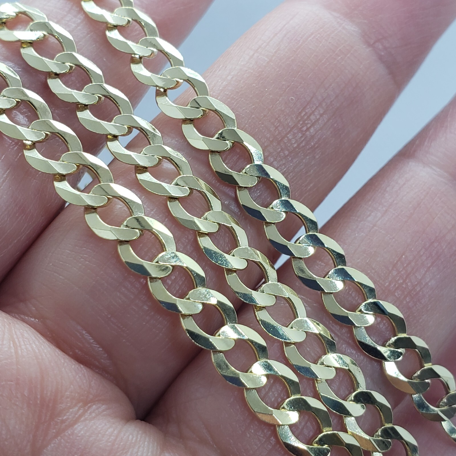 10K Yellow Gold Solid Cuban Link Chain Curb Necklace Bracelet 1.8mm-4mm, 7″~30″