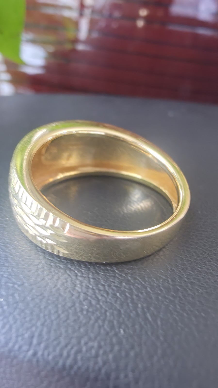 RL Italy 10k Solid Yellow Gold Textured Large Band Ring Size 9